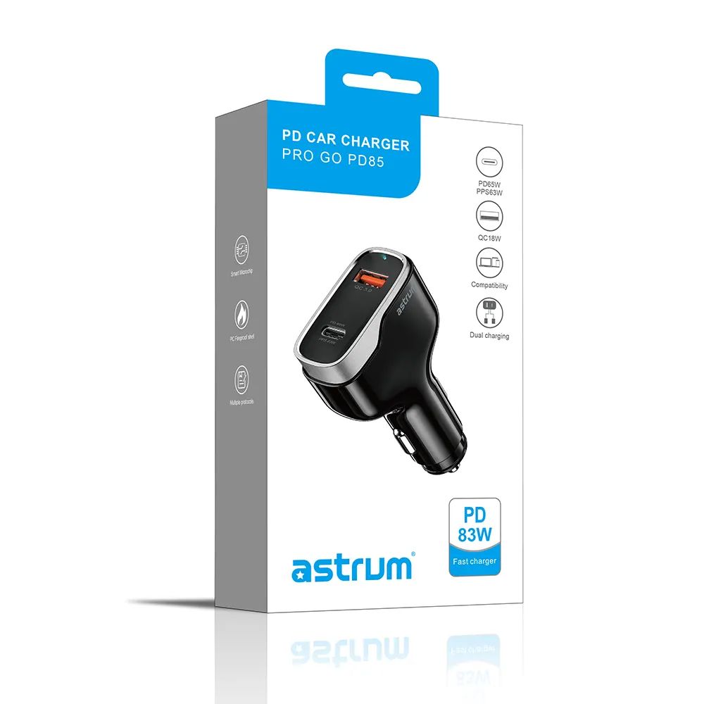 Astrum Pro Go PD85 USB-C 83W Dual USB Car Charger