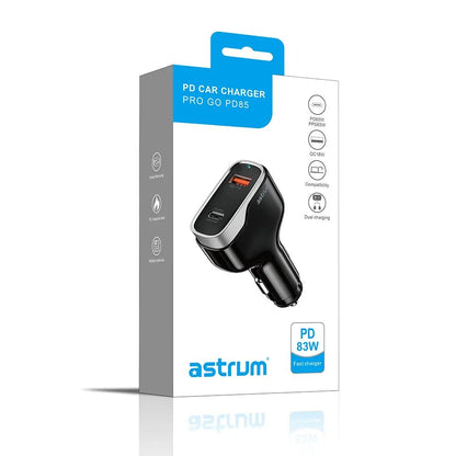 Astrum Pro Go PD85 USB-C 83W Dual USB Car Charger