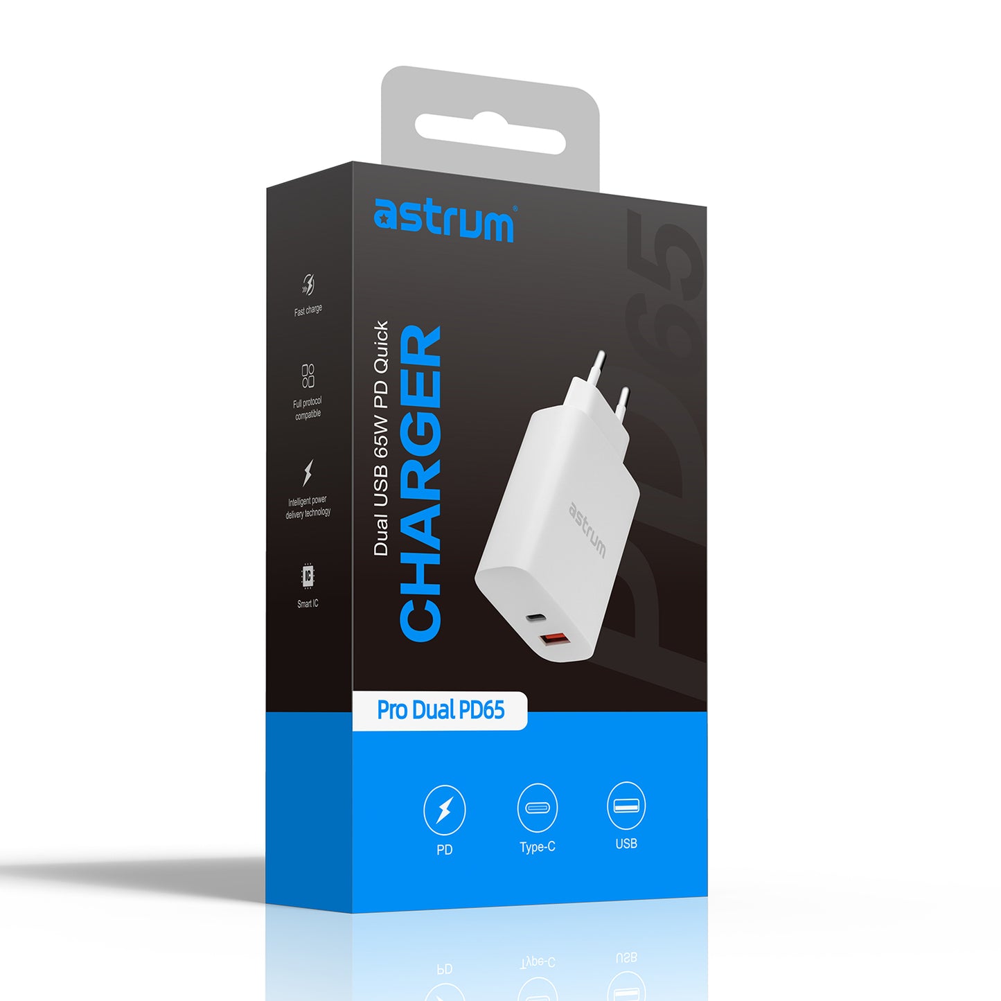 Astrum Pro Dual PD65 65W Dual USB Wall Charger